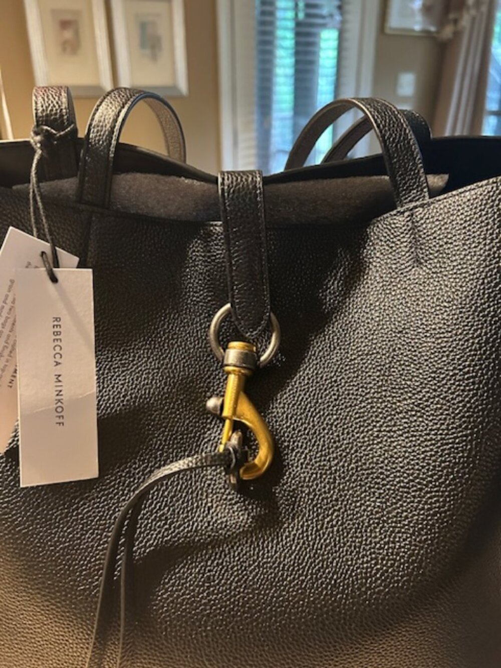 Rebecca Minkoff Megan Black Leather Tote Bag/ Comes With Dust Bag - Picture 2 of 14